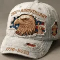 Cappellino da baseball in denim slavato con ricamo d'aquila per il 250° anniversario. - Adulto 56-60cm Regolabile / Denim consumato 5