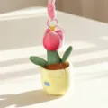 Plush tulip potted plant keychain cute mini stuffed flower doll bag pendant ornament - Tulip