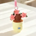Peluche pianta in vaso portachiavi carina mini fiore cactus bambola decorazione - fior di pesco