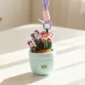Plush potted plant keychain plushie cute mini hanging ornament for bags keys soft toy - Phalaenopsis
