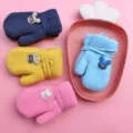 Children winter warm knitted mittens cute cartoon design thick plush gloves for kids - Classic Mouse Shape Style (Child Mickey Mitten) / 1 Pair/Pack / Multicolor