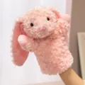 Cute pink fluffy rabbit hand puppet plush toy for kids interactive storytelling games - Forest Animal Hand Puppet-Pink Rabbit-28cm