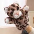 Cute plush leopard hand puppet, soft jungle animal toy for kids and parent-child interaction. - Forest Animal Hand Puppet-Leopard-28cm