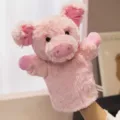 Pink plush pig hand puppet cute animal doll interactive glove toy for children and family. - Forest Animal Hand Puppet-Pink Pig-28cm