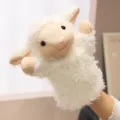 Cute plush lamb hand puppet toy for kids, soft white fleece interactive glove doll. - Forest Animal Hand Puppet-Sheep-28cm