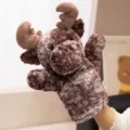 Cute brown moose plush hand puppet for kids interactive storytelling and parent play time. - Forest Animal Hand Puppet-Reindeer-28cm