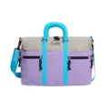 Color-blocked travel duffel bag, large capacity shoulder bag for women daily sports gym. - Light Purple