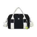 Schwarze Segeltuchtasche mit weißen Trägern und Tennisschlüsselanhänger für Outdoor und Reisen - Schwarz