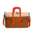 Colorblock travel duffel bag large capacity casual weekender shoulder bag for women fitness - Brown