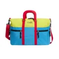 Colorblock travel duffel bag large capacity sports gym shoulder bag for women daily use. - Blue