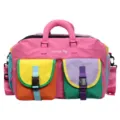Colorful travel duffel bag for fitness yoga and outdoor sports with multi-color block design. - Single Bag / Rose Pink
