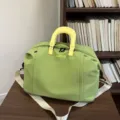 Borsa da viaggio sportiva bicolore casual con manici e tracolla per fitness e palestra. - Verde