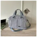 Grande borsone da viaggio trapuntato grigio con tracolla, borsa sportiva per palestra e yoga. - Grigio