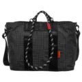 Borsa da viaggio a quadri neri e bianchi, grande borsa a tracolla per fitness e viaggi. - Nero