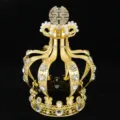 Tiara corona nuziale dorata per torta con perle e strass, elegante accessorio per capelli da sposa. - Stile Cuore Doppia Felicità / Oro