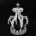 Corona Strass Argento Decorazione Torta Perla Croce Tiara Compleanno Festa Deco - Stile Croce Cuore / Argento