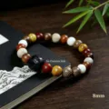 Detailed closeup of multi-material beaded bracelet featuring 8mm wooden beads and carved charm. - Classic Old Style (8mm*22 Beads)
