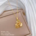 Collier en acier titane avec nœud creux et pendentif doré élégant pour femme charmante. - A333 Chaîne en Acier Inoxydable Or Pendentif en Cuivre