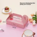 Boîte d'emballage de macarons rose boîte cadeau pâtisserie biscuit conteneur avec poignée - 1 Pièce / Rose
