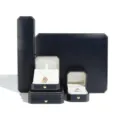 Dunkelblaue achteckige Schmuckschachtel mit Goldrand für Ringe, Ketten und Armbänder Geschenk. - Ringbox / Blau