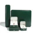 Grüne achteckige Schmuckkästchen-Set mit Goldrand für Ringe, Halsketten und Armbänder. - Armbandbox / Dunkelgrün