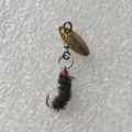 Micro fishing lure spinner fly hook with golden blade and furry bait for trout fishing. - 14# / Gold Spinner with Fly Hook