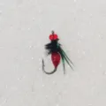 Fishing fly lure hook with red bead and green wing feather variant for micro lure trout fishing - Glued Mosquito with Wings / 12# / Red