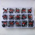 Vishengenset met keramische lijngeleiders in opbergdoos voor doe het zelf visstokken. - Visgidsring Reparatie Kit / 75 Stuks/Verpakking