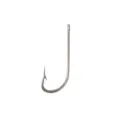 Stainless steel long shank fishing hook with eye, barbed sea fishing gear main view. - 1/0# / Silver
