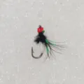 Fishing fly lure bionic insect baiting hook with red bead and green feathers for trout. - Glued Mosquito with Wings / 12# / White