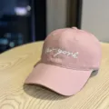 Women pink baseball cap with stylish white embroidery letter design for sun protection. - Adult 54-60 Adjustable / Pink