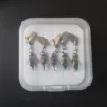 Boxed fishing lures 5-pack micro spinner bait set fly fishing hooks with storage box - 18# Small / Boxed Winged Fly Hooks Sequins 3 Gold 2 Silver