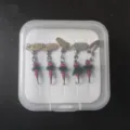 Boxed micro fishing lure spinner set with 5 pieces, fly hooks and transparent storage case. - 18# Small / Boxed Red Mosquito Sequin Set (3 Gold 2 Silver)