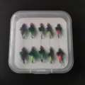 Fishing fly lure set boxed micro jig artificial bait with colorful beads and feathers - 18# Small Hook / Boxed Epoxy Wing Fly Hooks 10 Pcs 5 Colors Mix