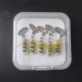 Boxed fishing lure set with 5 pcs spinner blades and fly hooks for micro fishing tackle. - Boxed Bee Sequin Set (3 Gold 2 Silver)