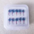 Boxed fishing fly set with 10 pieces, red body and black feather, perfect for micro lure fishing. - Size 12 / Boxed Red Mosquito Hooks 10 Pcs