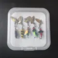 5-piece micro fishing lure set with spinner blades and fly hooks in clear storage box - Fly Mosquito Bee 5 Styles Mixed 5 Gold