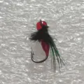 Mini handmade fly fishing lure hook with red bead and feather hackle for micro fishing. - Wound Mosquito with Wings / 12# / Red