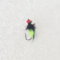 Micro fishing fly lure bionic insect baiting hook with red head black feather green body - Glued Mosquito with Wings / 12# / Green