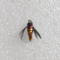 Bionic artificial fly fishing lure variant, realistic insect design with feather wings. - Gold