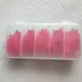 Pink simulation grass carp fishing hooks set with a transparent 5-compartment box. - Boxed 5 Pcs - Red