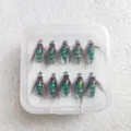 Set de 10 cebos de pesca con mosca biónicos diseño de insectos realista para truchas. - Paquete de 10 Piezas / Verde