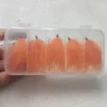 Simulation water weed fishing lures set with orange feather hooks in a clear storage box. - Boxed 5 Pcs - Orange
