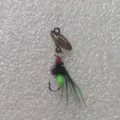 Micro fishing lure spinner bait with green and black feathers, fly fishing hook variant. - 12# Large / Gold Sequin Epoxy Wing Mosquito (Green)