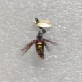 Señuelo de pesca con mosca insecto con hoja de cuchara dorada, mini cebo modificado para trucha. - Dorado con Lentejuela Dorada