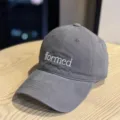 Classic grey baseball hat with white embroidered letter design, stylish and versatile casual cap. - Dark Gray