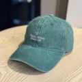Koreanischer Stil Vintage gewaschene bestickte Baseballkappe, Unisex Freizeit Sonnenhut. - Erwachsene 54-60 Einstellbar / Grün