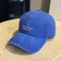 Blaue gewaschene Baseballcap mit Stickerei, lässige Baumwollmütze für Damen und Herren. - Erwachsene 54-60 Einstellbar / Blau