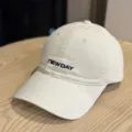 Detailed view of the washed cotton baseball cap with curved brim and front embroidery. - Adult 54-60 Adjustable / Beige