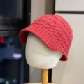 Red knit beanie hat detail view, winter warm knitted woolen cap texture, cozy daily wear style. - Adult 54-60 One Size / Burgundy
